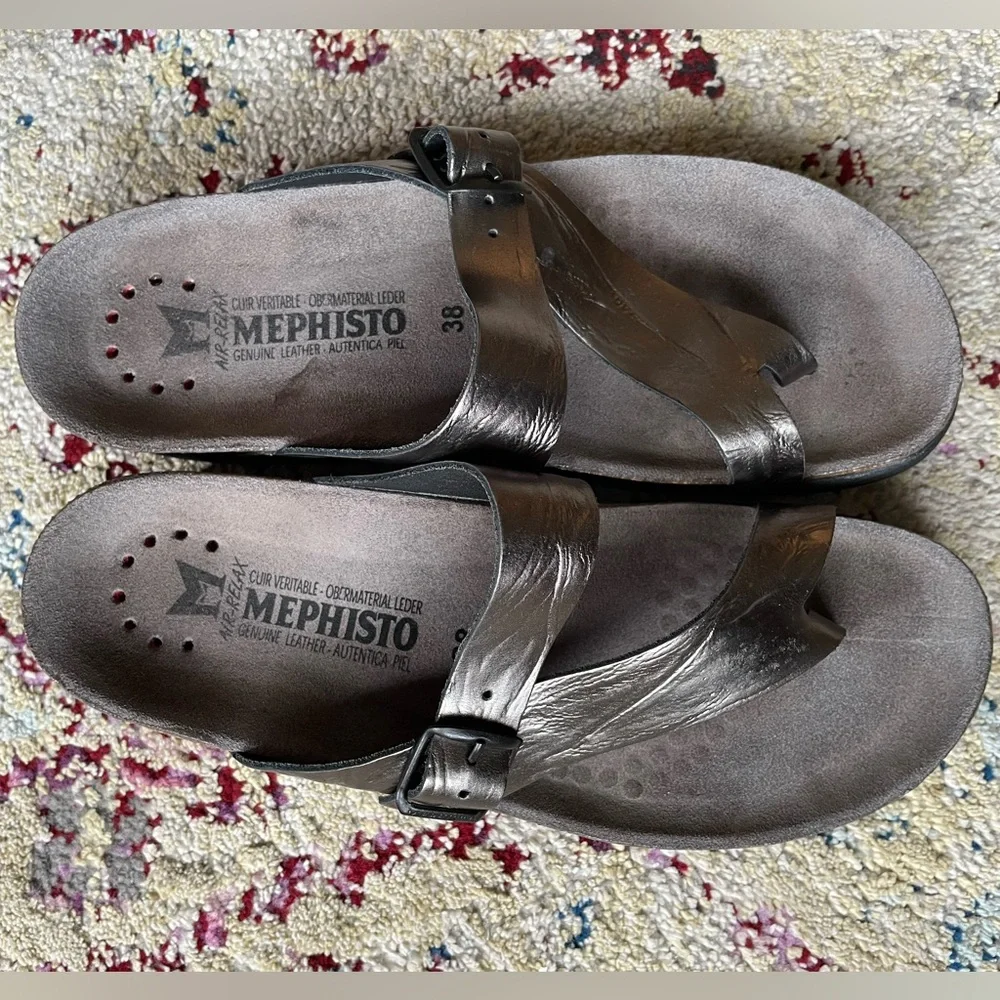 Mephisto women’s Helen gray thong sandal 38 US 8 - Picture 2 of 5